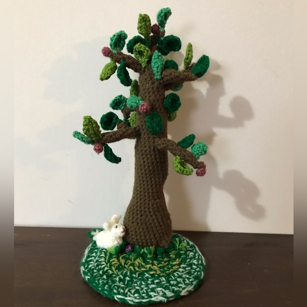 Handmade spring 10” tree/with bunny. Seasonal home decor.